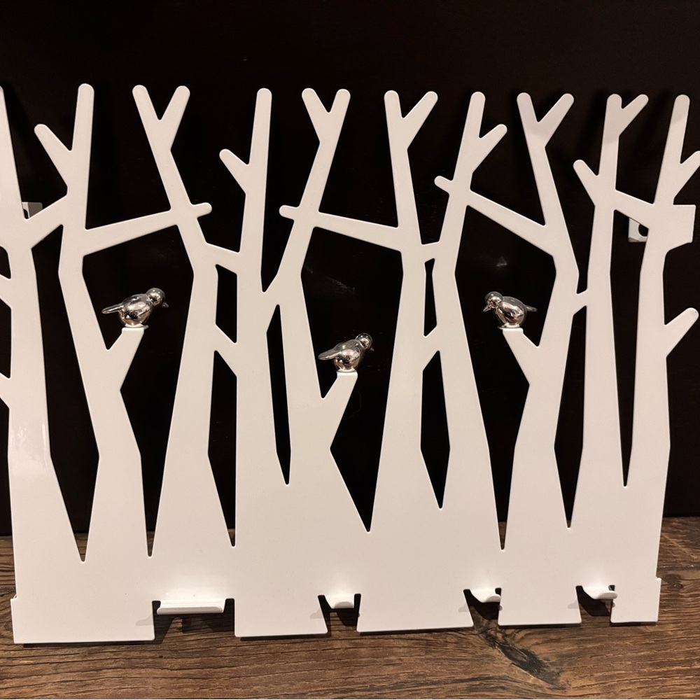 White Tree Branch jewelry hanger with Birds.